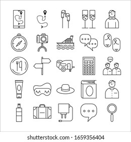 TRAVEL SYMBOL OUTLINE ICON SET