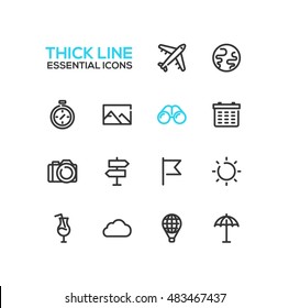 Travel symbols - set of modern vector thick line design icons and pictograms. 