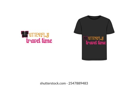 travel t shirt design with butterfly