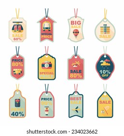 Travel tag flat banner background set, eps10