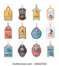 Travel tag flat banner background set, eps10