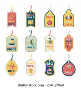Travel tag flat banner background set, eps10
