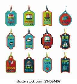Travel tag flat banner background set, eps10