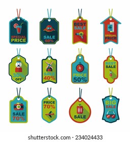 Travel tag flat banner background set, eps10