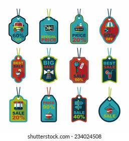 Travel tag flat banner background set, eps10