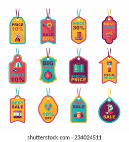 Travel tag flat banner background set, eps10