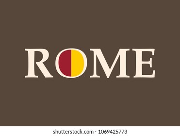 Travel template. Romecity name text with colors from coat of arms