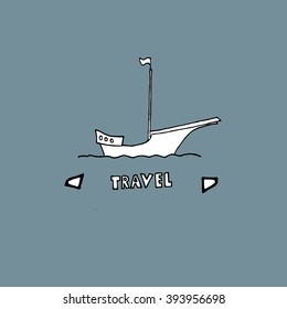 Travel text and yacht.