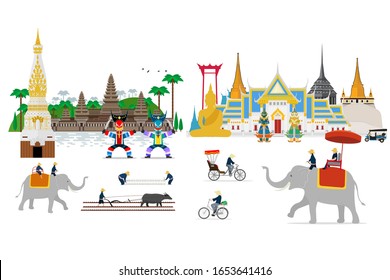 Travel to Thailand. Amazing attractions and culture. flat design