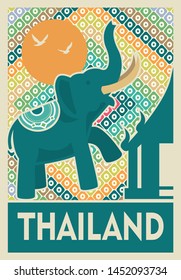 travel to thailand poster design, postage stamp, sticker, banner. 