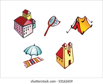 the travel theme icons set