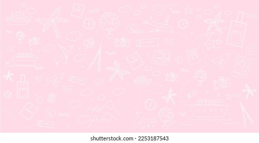 Ilustración del vector de fondo rosado del tema de viaje.