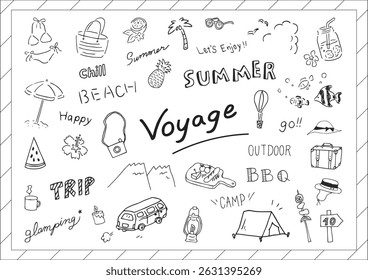 Travel Themed Hand-Drawn Illustration Set