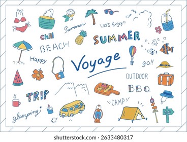Travel Themed Hand-Drawn Illustration Set