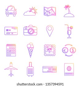 Travel thin line gradient icons set. Vector illustration