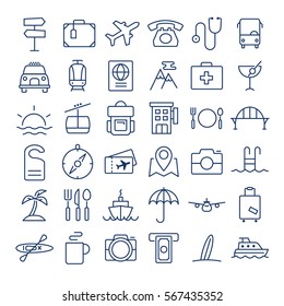 Travel thin line icons set