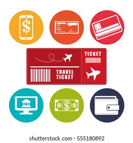 travel ticket application online e-commerce vctor illustration eps 10