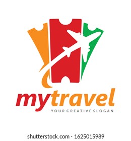 Travel Ticket, Flight Ticket, Ticket Logo Vector