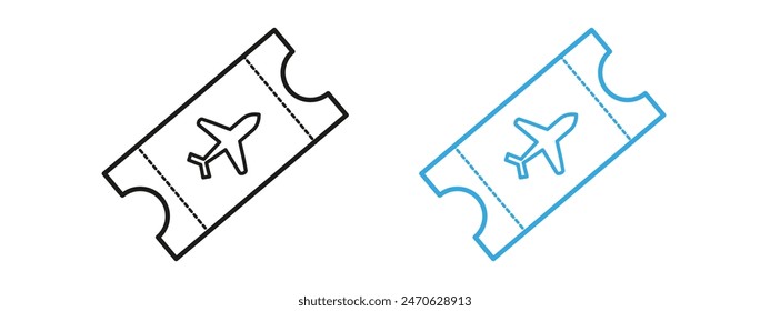 Icono de billete de viaje que representa viajes de aerolíneas, sistemas de reservas y planificación de vacaciones