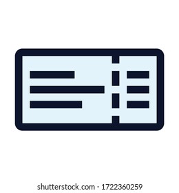 Reiseticket. Einfaches Vektorfarbsymbol.