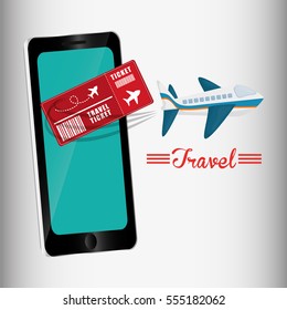 travel ticket smartphone airplane design vector illustration eps 10
