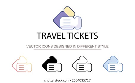 Travel Tickets icon design with white background stock illustration