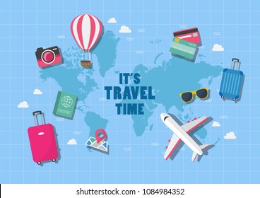 It is travel time. Travel concept Vector illustration