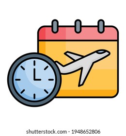 Icono de viaje, hora, vuelo, duración 
