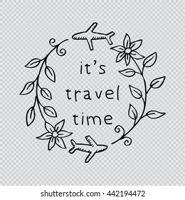 It's travel time with floral frame and plane.