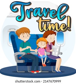 Travel time hand drawn lettering logo  illustration