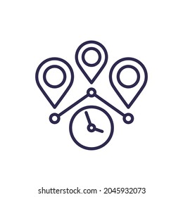 travel time icon, line vector