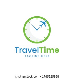 Travel Time logo designs concept vector, Plane and Clock logo symbol icon template