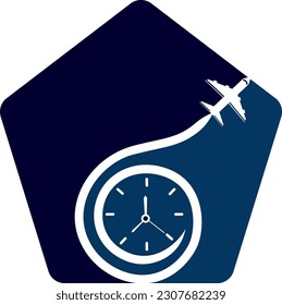 Travel Time logo designs concept vector, Plane and Timer logo symbol icon template