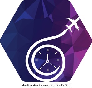 Travel Time logo designs concept vector, Plane and Timer logo symbol icon template