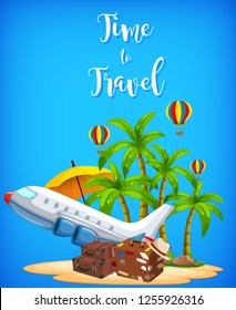 A travel time logo with element illustration