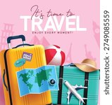 Travel Time poster template clipart design. It