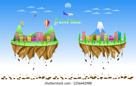 travel time two city country float vector illustration eps10
