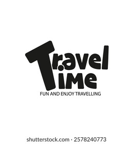 Travel Time Typography with Camera and Sunglasses, stylish font and travel icons. Perfect for designs 