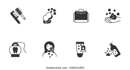travel toiletries icons set . travel toiletries pack symbol vector elements for infographic web