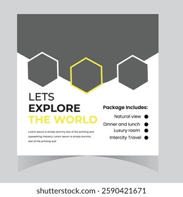 Travel tour adventure vacation social media post design and web template and square flyer design 