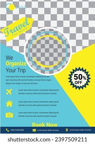Travel Tour Agency Flyer Template Design. Holiday, Summer, tourism flyer template design. Business Flyer design for Tour and Travel Business concept