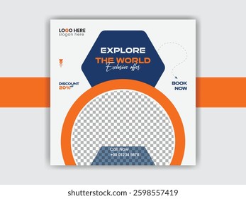 Travel Tour agency Post banner vector template design