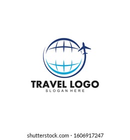 travel and tour global around the world transportation company vector logo design template