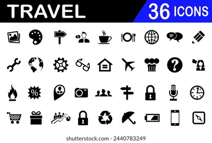 Travel and tour icons set.