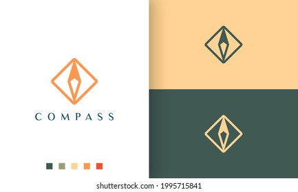 travel or tour logo vector design with simple and modern compass shape
