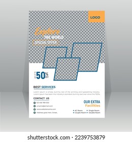 Travel and tour sale flyer template with photo for agency