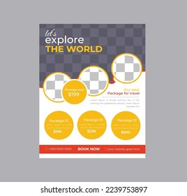 Travel and tour sale flyer template with photo for agency