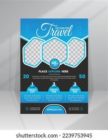 Travel and tour sale flyer template with photo for agency