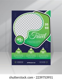 Travel and tour sale flyer template with photo for agency