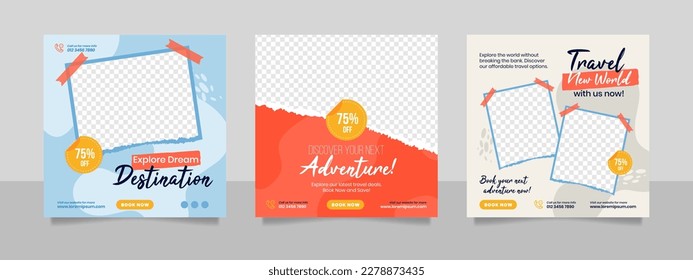 Travel and tour social media banner post template.